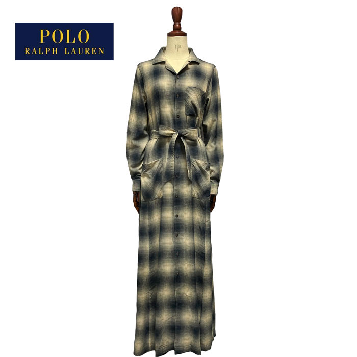 ե ֥륢륨 ǥ ֥ å ޥ ĥԡDOUBLE RL Ombre Plaid Belted Shirts Dress