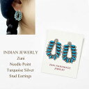 インディアンジュエリー ズニ族 ニードルポイント ターコイズ シルバー スタッドピアスINDIAN JEWERLY Zuni Needle Point Turq...