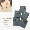 ターコイズ シルバー スパイダー キャッチ ピアスINDIAN JEWERLY NAVAJO Turquoise Silver Spider Stud Earr...