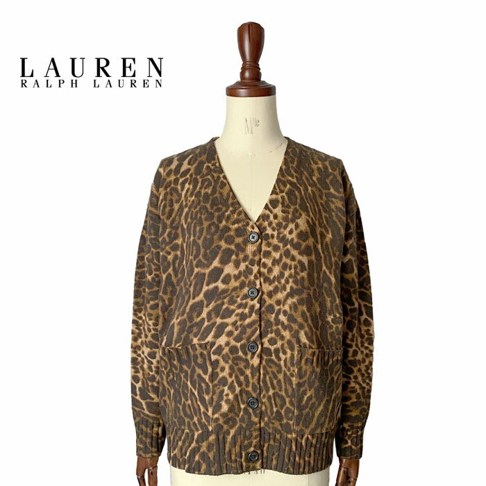 ローレン ラルフローレン レディース レオパード柄 ニット カーディガンLAUREN Ralph Lauren Women's Leopard Knit Cardigan