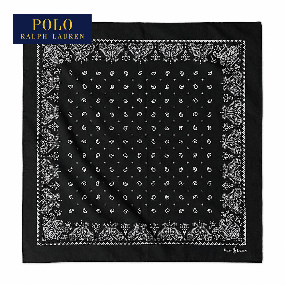 ポロ ラルフローレン ペイズリー柄 バンダナ 56cm ブラックPOLO Ralph Lauren Paisley Pattern Bandana