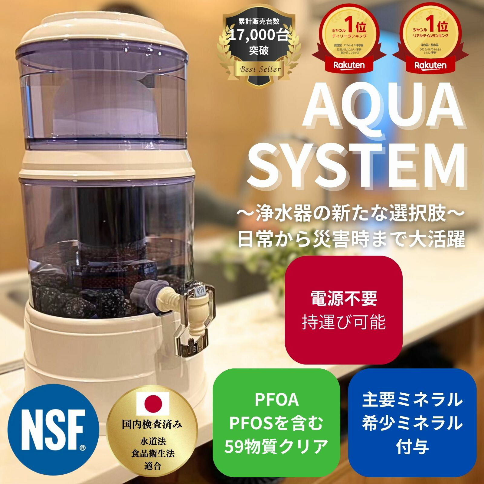 防災用 災害用【能登半島地震で活躍実績あり！】 【訳あり品 送料無料】 アクアシステム 浄水器 Navy F..