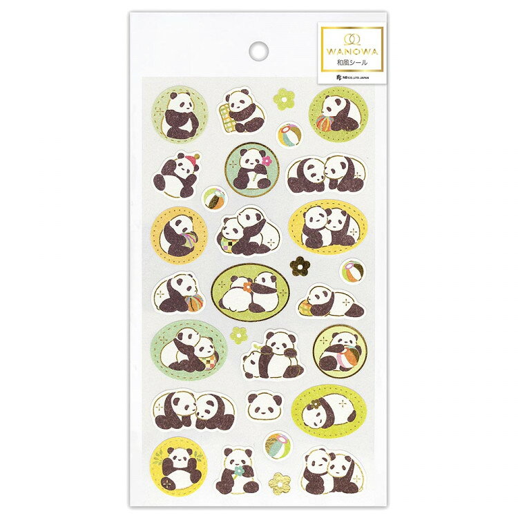 エヌビー社 和風シール大 WANOWA パンダ | ステッカー sticker 和紙 金箔 和風 和...