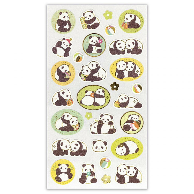 エヌビー社 和風シール大 WANOWA パンダ | ステッカー sticker 和紙 金箔 和風 和...