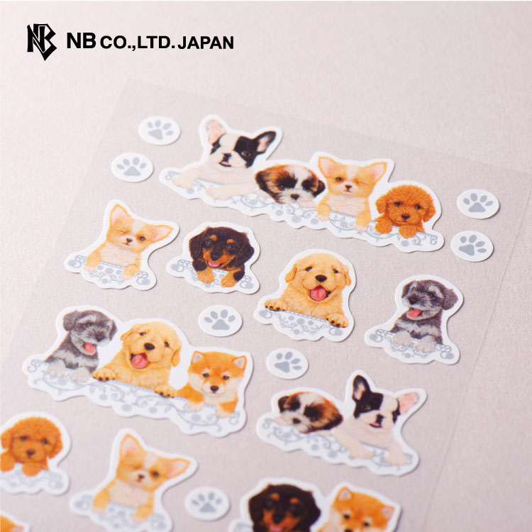 エヌビー社 シール 大 パピーズ | おしゃれ かわいい ミラコート 子犬 フレンチブルドッグ トイプードル 柴犬 チワワ ゴールデンレトリバー シュナウザー ...