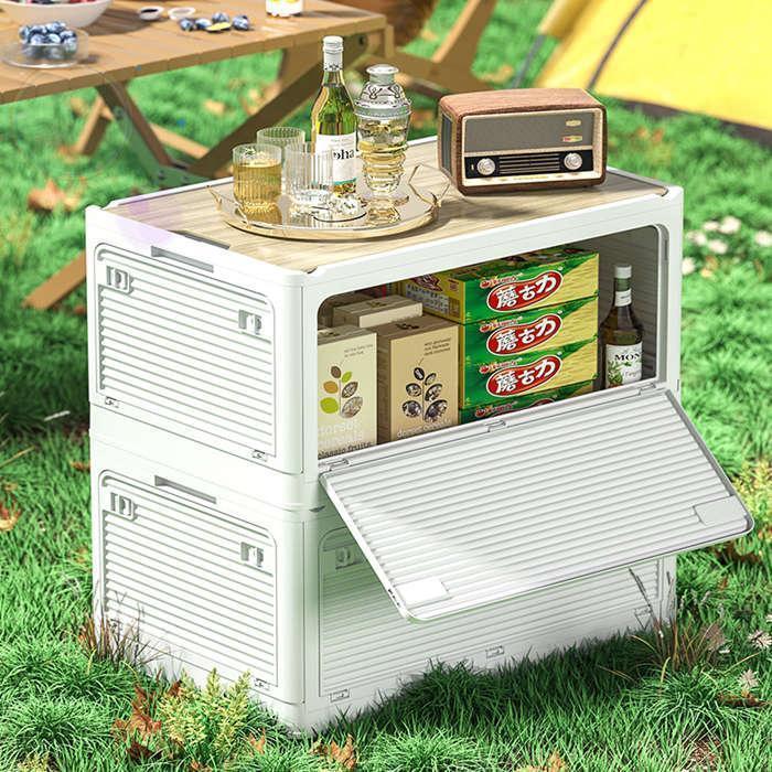 コンテナボックス 収納ボックス 折りたたみ 木蓋付き 屋外 大容量 アウトドア キャンプ ミリタリー 防水 積み重ね 車載収納 防災グッズ 避難