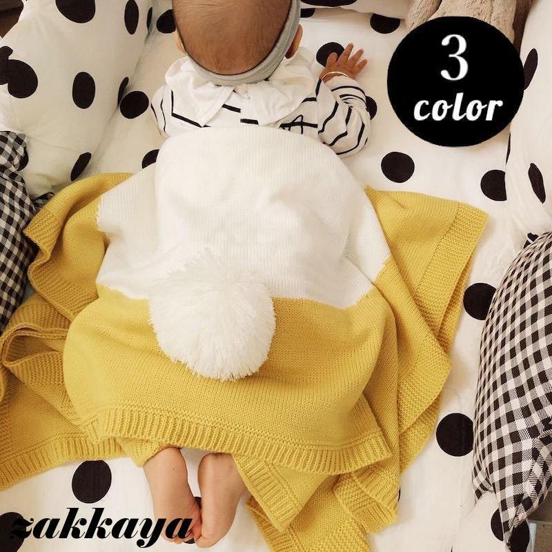 ブランケット ニット ベビー キッズ 毛布 肌掛け 長方形 秋 冬 うさぎ耳 うさぎ 快適 暖か 寝具 防寒対策 可愛い インテリア 赤ちゃん グレー