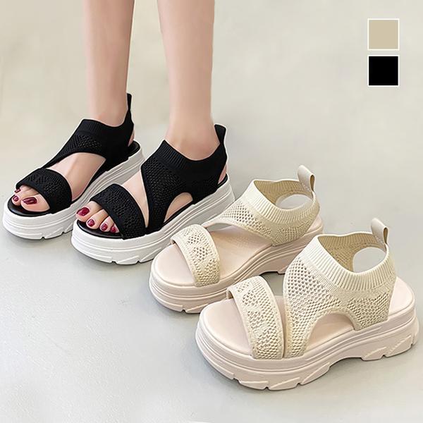 サンダル 厚底 ニットサンダル レディース