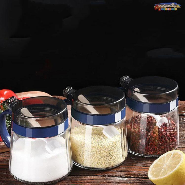 調味料入れ 調味料容器 ストッカー 収納ケース キッチン収納 ガラス 保存容器 スパイスボトル　塩 胡椒..