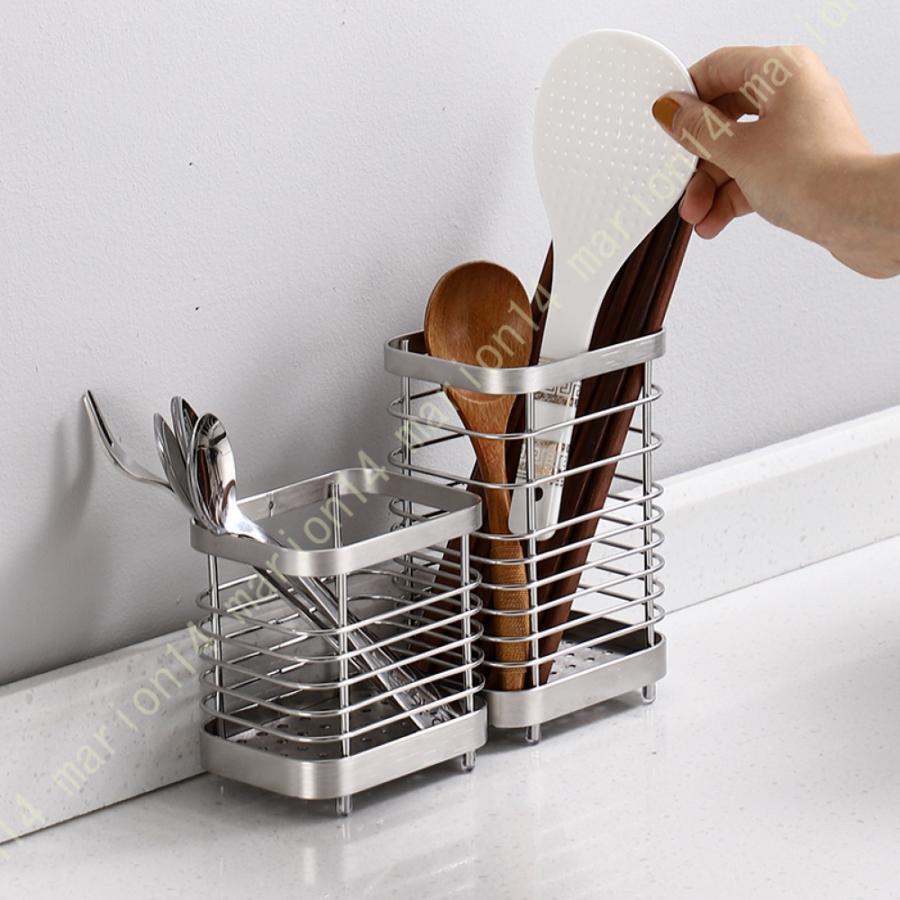 キッチン水切り収納ラック 箸スタンド 排水口付き シンク周り 水はけが良い アクセサリ 箸立て 食器収..