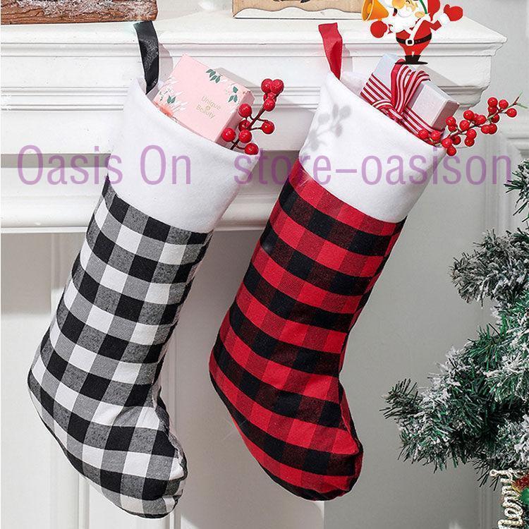 2点セット クリスマス靴下 プレゼント袋 ギフトバック クリスマスツリー飾り 装飾 サンタクロース クリスマスソックス 壁掛け 玄関飾り お菓子入れ パーティー