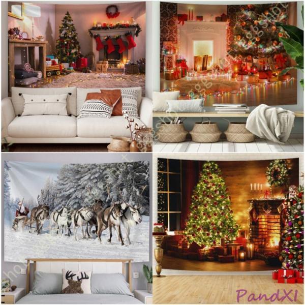 クリスマス タペストリー おしゃれ 壁飾り 壁掛け 大判 装飾布 欧米風 インテリア 多機能 マルチカバー 窓 玄関 ベッドサイド用 カーテン 目隠し 部屋飾り