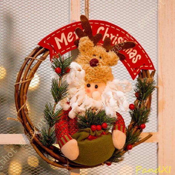 クリスマスリース 玄関ドアリース ドアリース 壁飾り クリスマス花輪 クリスマス飾り クリスマス飾り付け 北欧風 おしゃれ 装飾 イベント 華やか かわいい