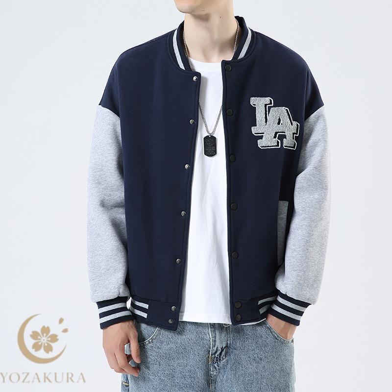 メンズ 男性 秋 ジャケット ステッチ ニット カーディガン LA文字刺繍 韓国語版 トレンド ジャケット ..