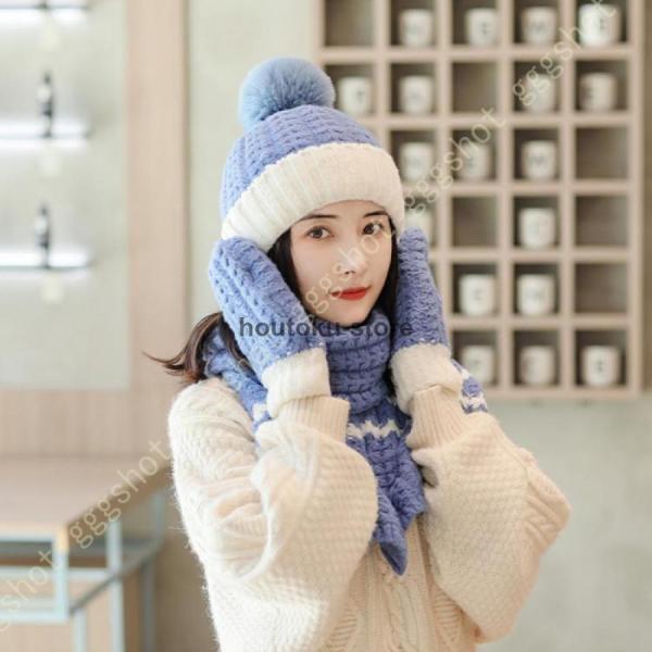 マフラー ニット帽 3点セット 暖かい可愛い 冬 暖かい 防寒 ネックウォーマー ニットスヌード 女性ストール 首巻き スカーフ 無地 ストール 大判スカーフ 秋