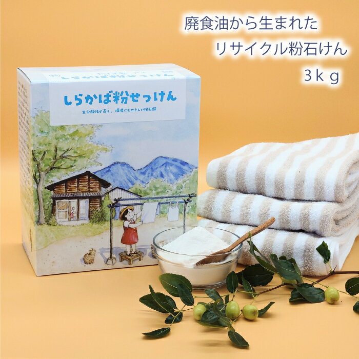 【 お子様も安心 】 直営店 洗濯用 粉せっけん 石鹸 石けん ねば塾 柔軟剤 いらず ふんわり ふっくら 植物性 無添加 肌荒れ 敏感肌 乾燥肌 赤ちゃん 幼児 手づくり 廃食油 リサイクル プリン石鹸 業務用 国産 釜焚き しらかば粉せっけん 3kg エコ 環境に優しい 無香料のサムネイル