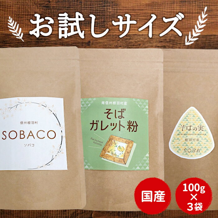 信州産そばお試しグルメ ( ガレット粉 そばの実 そば粉 ) 100g×3袋 国産 お取り寄せ スイーツ スーパーフード グルテンフリー 蕎麦 ソバ そばがき ...