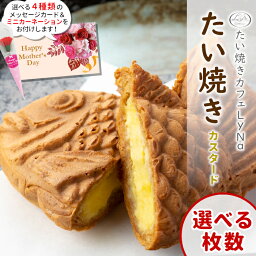 【母の日 ギフト】たい焼きカスタード プリン クリーム 贈答 国産 鯛焼き 焼きたて さくさく モチモチ 個包装 冷凍 お取り寄せ スイーツ 和菓子 焼き菓子 おやつ 小分け 手土産 送料無料 ギフト プレゼント カーネーション メッセージカード 花 母の日：g02