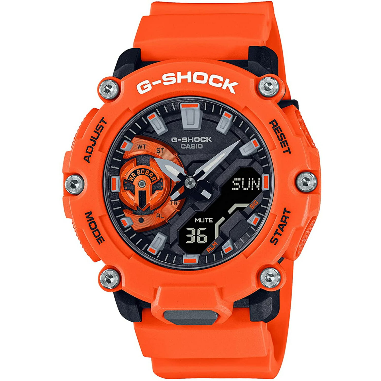 送料無料 CASIO カシオ G-SHOCK ジーショック メンズ アナデジ ワールドタイム オレンジ ショックレジスト 父の日 かっこい おしゃれ 大人 学生 大学生 高校生 誕生日 サプライズ プレゼント 新婚 結婚 夫婦 ラウンドフェイス 20気圧防水 カーボンコアガード構造