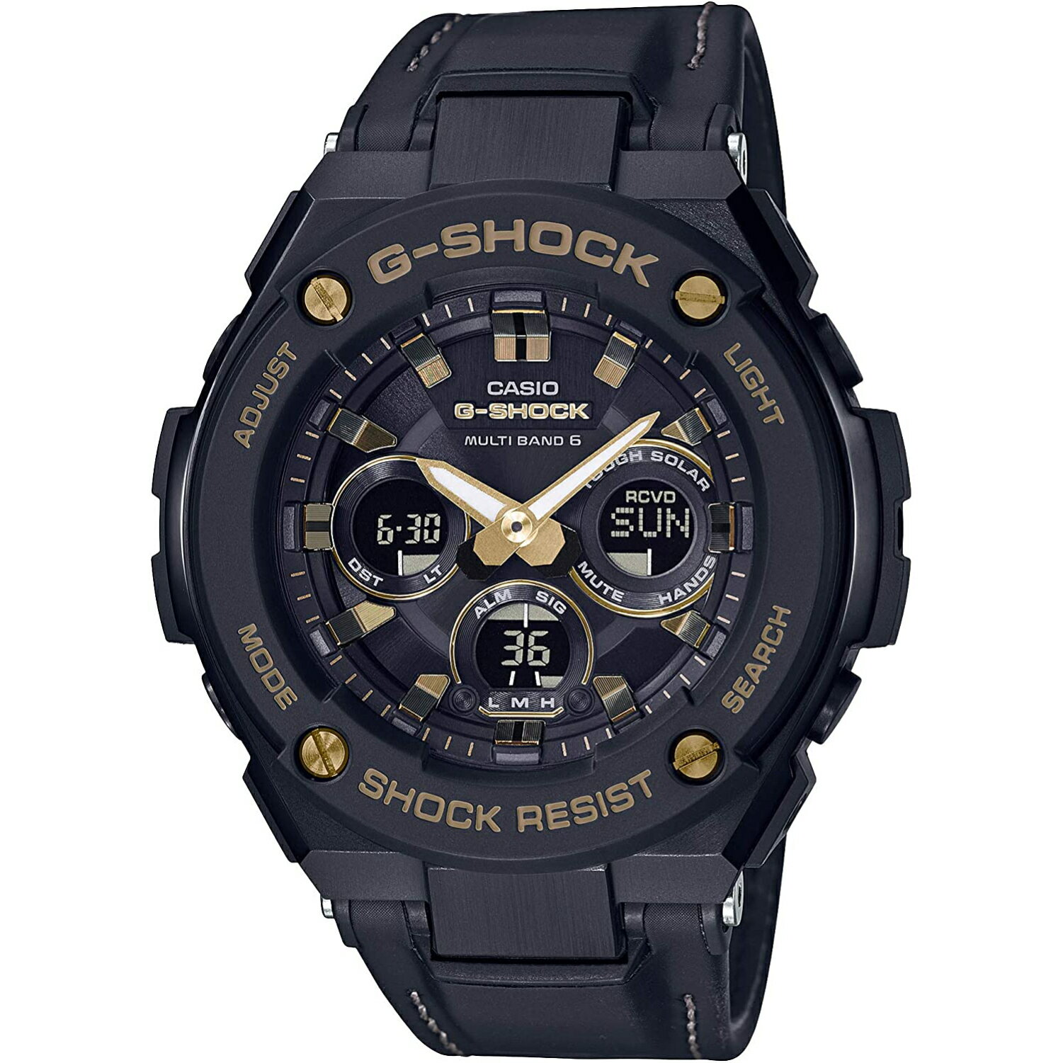 カシオ Gショック Gスチール CASIO G-SHOCK G-STEEL ソーラー アナデジ メンズ 腕時計 GST-S300GL-1A ウレタンベルト ダイバー ブラック