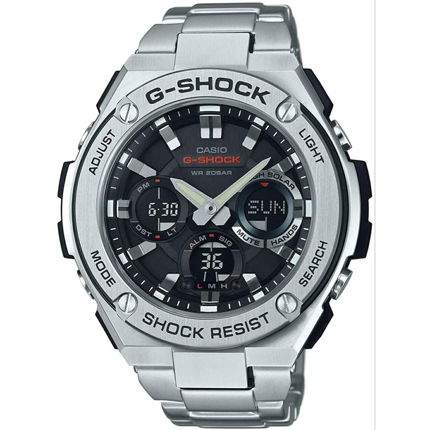 カシオ Gショック Gスチール CASIO G-SHOCK G-STEEL ソーラー アナデジ メンズ 腕時計 ステンレス GST-S110D-1A ウレタンベルト ダイバー 正規輸入品