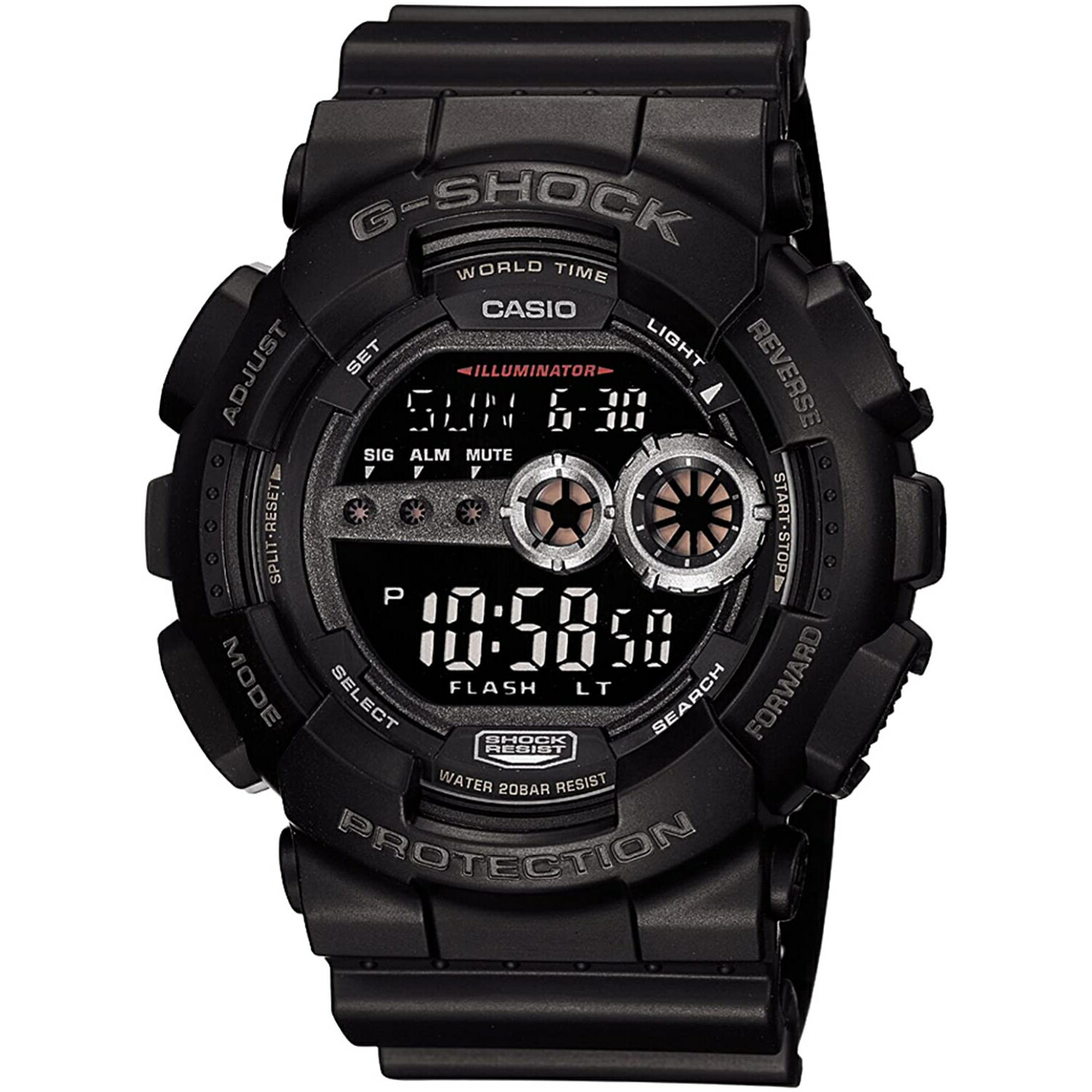 CASIO カシオ G-SHOCK ジーショック Gショック 腕時計 時計 メンズ デジタル 定番 防水 カジュアル アウトドア スポーツ ブラック 黒 オールブラック 黒 GD-100-1B