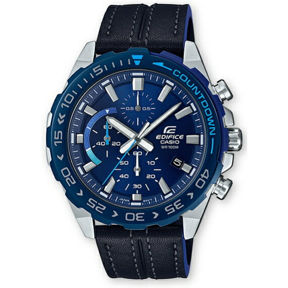 カシオ CASIO 腕時計 エディフィス EDIFICE メンズ レザー ベルト クロノグラフ EFR-566BL-2A おすすめ 人気 モデル アナログ