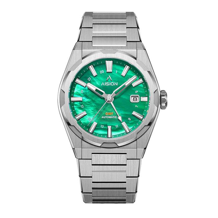 AISION アイシオン HANG GMT - Green MOP Dial　マザー・オブ・パール