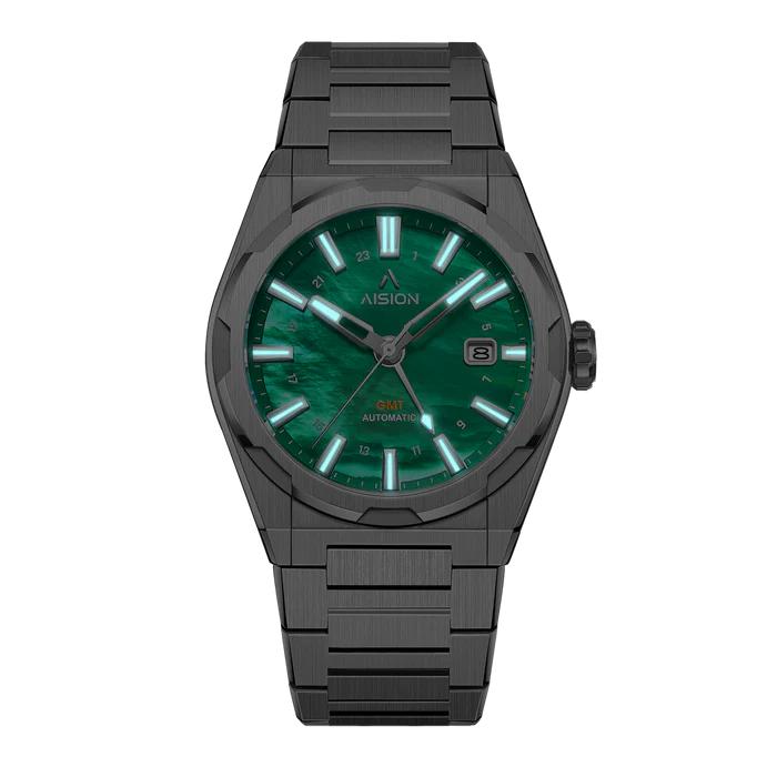 AISION アイシオン HANG GMT - Green MOP Dial　マザー・オブ・パール