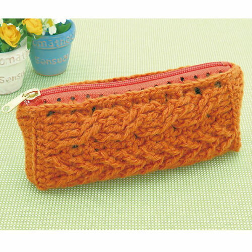 オリムパス 編み付けファスナーポーチキット アラン模様風ポーチ(かぎ針) ニッティングキット　AK-4　(..