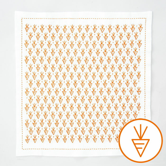 オリムパス 刺し子 キット 刺し子糸(細)で刺せる 一目刺しの花ふきん キット (ニンジン) 初級 刺し子ふ..