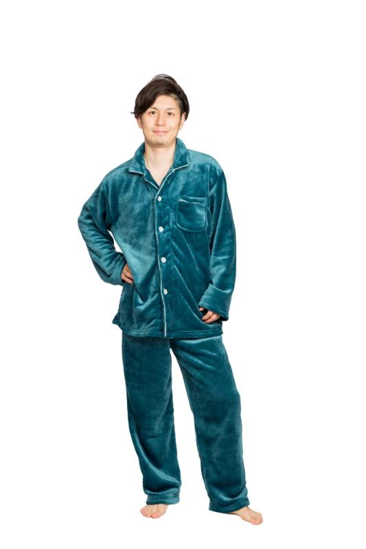 楽天ニードルナイツ[Y's factory] パジャマ 上下セット ルームウェア 長袖 前開き 衿付き ポケット付き フランネル ふわふわ あったか ふんわり 厚手 冬用