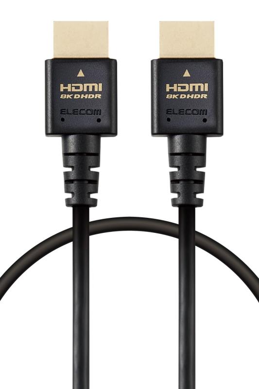 エレコム HDMI ケーブル 1m 細い ウルトラハイスピード 4K(120Hz) 8K(60Hz) 【Ultra High Speed HDMI Cable認証品】 48Gbps 超高速 テレビ パソコン ゲーム機などに 7680×4320 eARC 黒 ECDH-HD21ES10BK