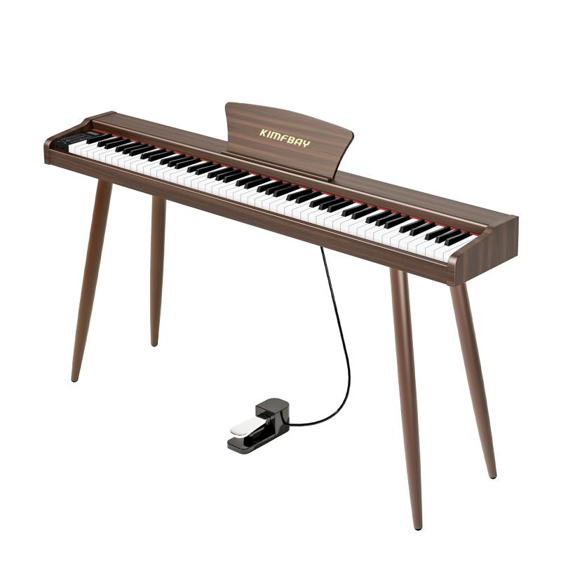 KIMFBAY 電子ピアノ 88鍵盤 ハンマーアクション 高級無垢材電子 ピアノおすすめホームユース 3本ペダル スタンド アダプター付 日本語説明書