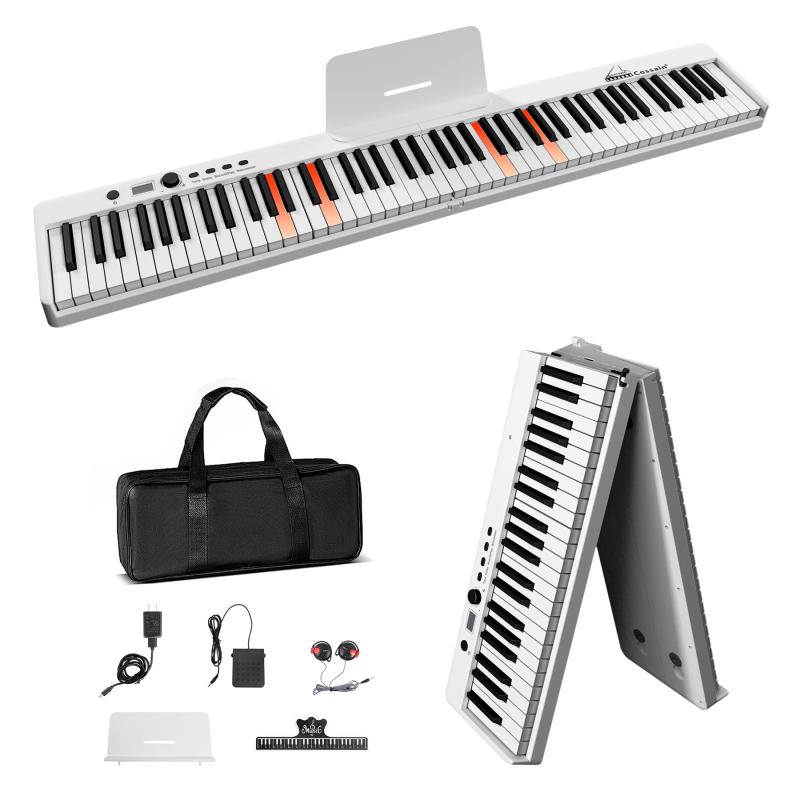 X-20 電子ピアノ 折り畳み式 88鍵盤 初心者向け midi対応 補助ペダル サスティンペダル