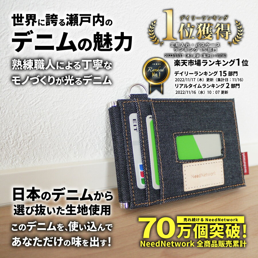 【楽天1位】【日本が誇るデニム 使うほど味が出る】 定期入れ パスケース レディー...
