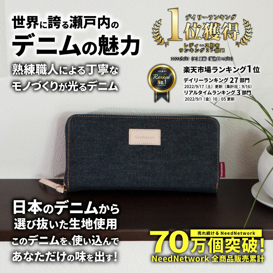 【楽天1位】【日本が誇るデニム 使うほど味が出る】 長財布 レディース 財布 コイ...