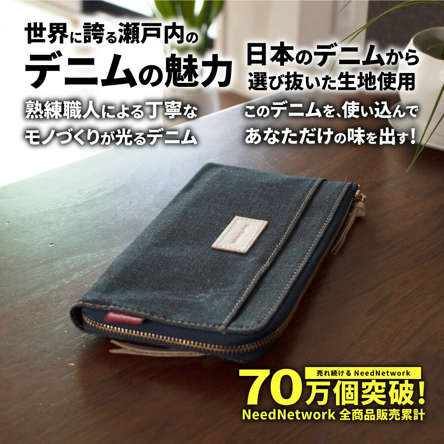 【先着100枚 50%クーポン配布】【日本が誇るデニム 使うほど味が出る】 長財布 L字ファスナー レディース 財布 薄型 薄い スリム 大容量 RFID スキミング 軽量 軽い L字 薄い財布 長サイフ コンパクト メンズ ロングウォレット おしゃれ カード入れ ファスナー 大人 neednetwork-10001914 スマホケースのニードネットワーク サンプル画像2