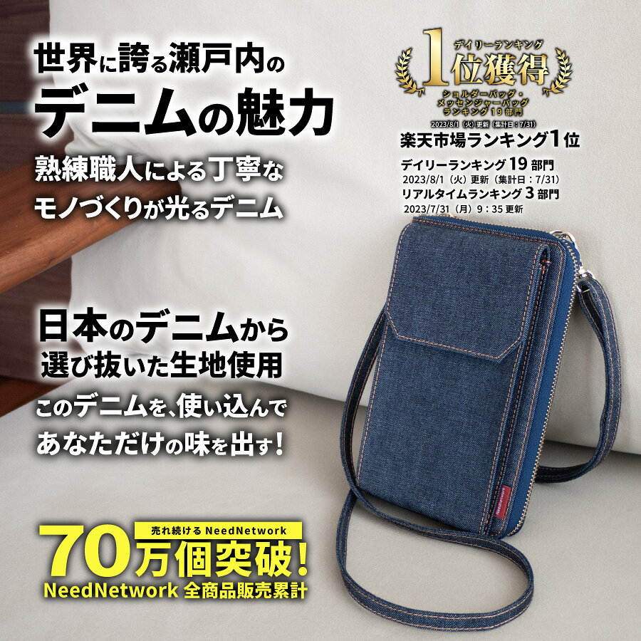 先着100枚 50% 配布 日本が誇るデニム 使うほど味が出る お財布ショルダー お財布ポシェット スマホウォレット お財布 シ neednetwork-10001933 スマホケースのニードネットワーク サンプル画像2