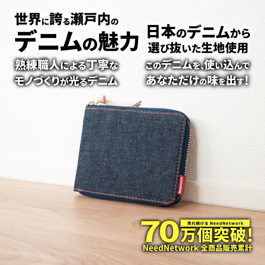 【先着50枚 50%offクーポン】【日本が誇るデニム 使うほど味が出る】 財布 メンズ 二つ折り box型小銭入れ 二つ折り財布 二つ折 ラウンドファスナー ボックス型 大容量 小さい財布 ふたつ折り コンパクト 薄型 メンズ財布 ミニ財布 ブランド プレゼント ミニウォレット 2