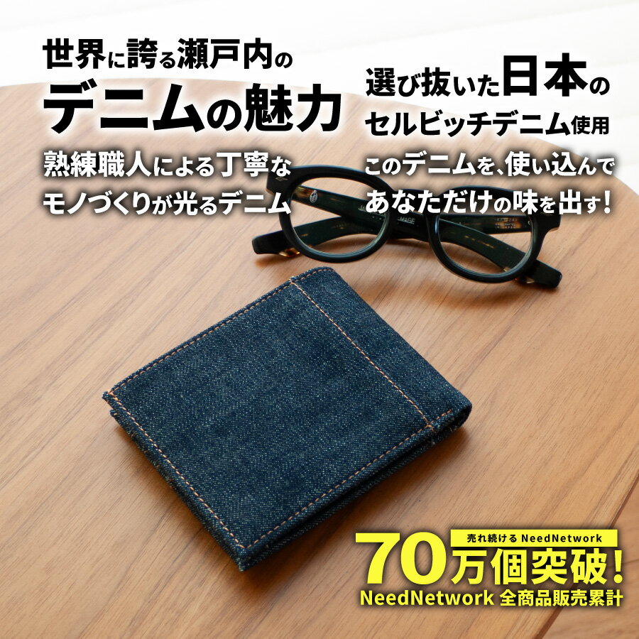 【先着100枚 50%クーポン配布】【日本が誇るデニム 使うほど味が出る】財布 メンズ...