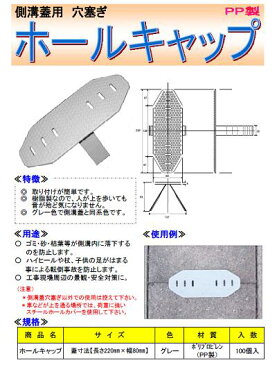 送料無料【 ホールキャップ 】側溝蓋用 穴キャップ【 樹脂製 ／ グレー色 】【長さ 220mm×幅 80mm】U字溝蓋 ・ 溝蓋キャップコンクリート側溝蓋【 100個入り 】穴ふさぎ(株)アークエース【安全】【景観】