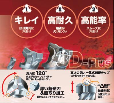 Rakuten - ★マキタ 3Dプラス超硬ドリルSDSプラスシャンク 径/26.0mm全長/265mm・有効長/215mm