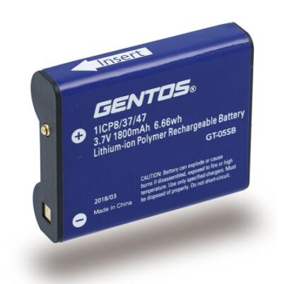 GENTOS GT−05SB【 3．7V ／ 1,800mAh 】リチウムイオンポリマー充電池ヘッドライト用充電池 バッテリ株式会社ジェントス（GENTOS）