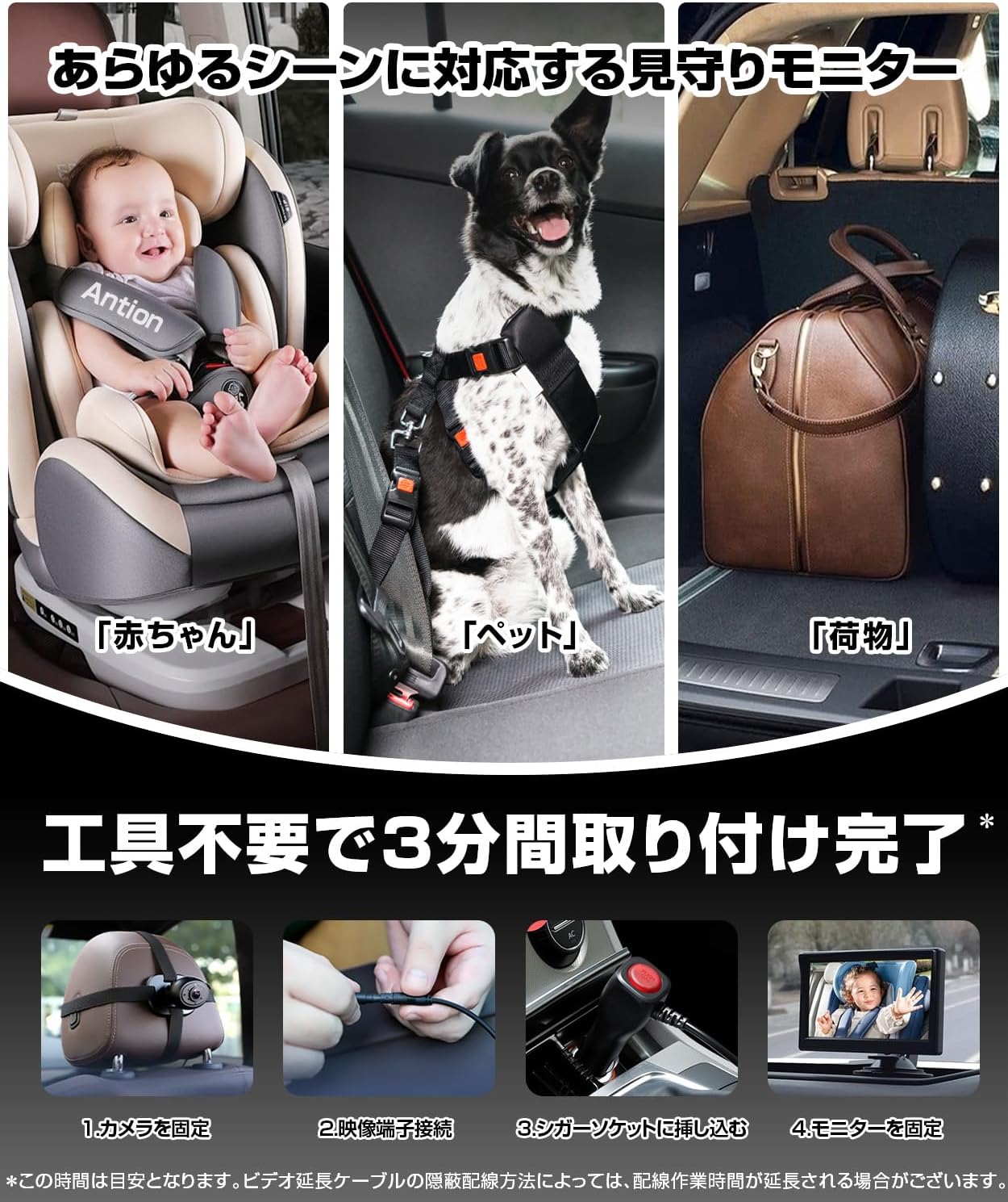 Antion ���ѥ٥ӡ���˥��� 5����� IPS�վ� AHD1080P ������˥��� �Ż뵡ǽ���� 150�빭�� ��ư�ʥ��ȥӥ���� �������� �֤���� �ڥåȳ�ǧ 360���ž����ꥫ��� ������ñ ���ܸ�������