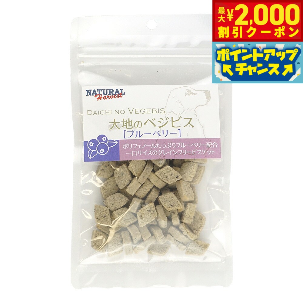 【最大2000円OFFクーポン！＆店内ポイント最大56倍！本日限定！】ナチュラルハーベスト 犬用おやつ 大地のベジビス ブルーベリー 45g 国産 無添加 トリーツ ビスケット