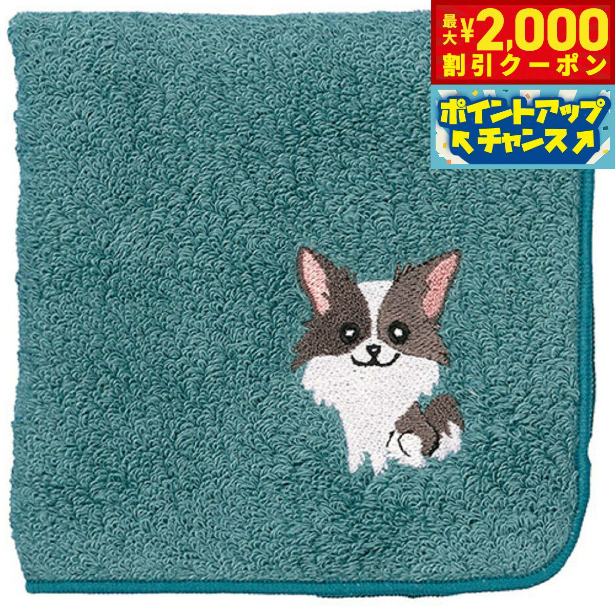 【最大2000円OFFクーポン！＆店内ポイント最大52倍！本日限定！】阪急ハロードッグ オーガニックコットン ハンカチタオル チワワ ブルー 犬柄