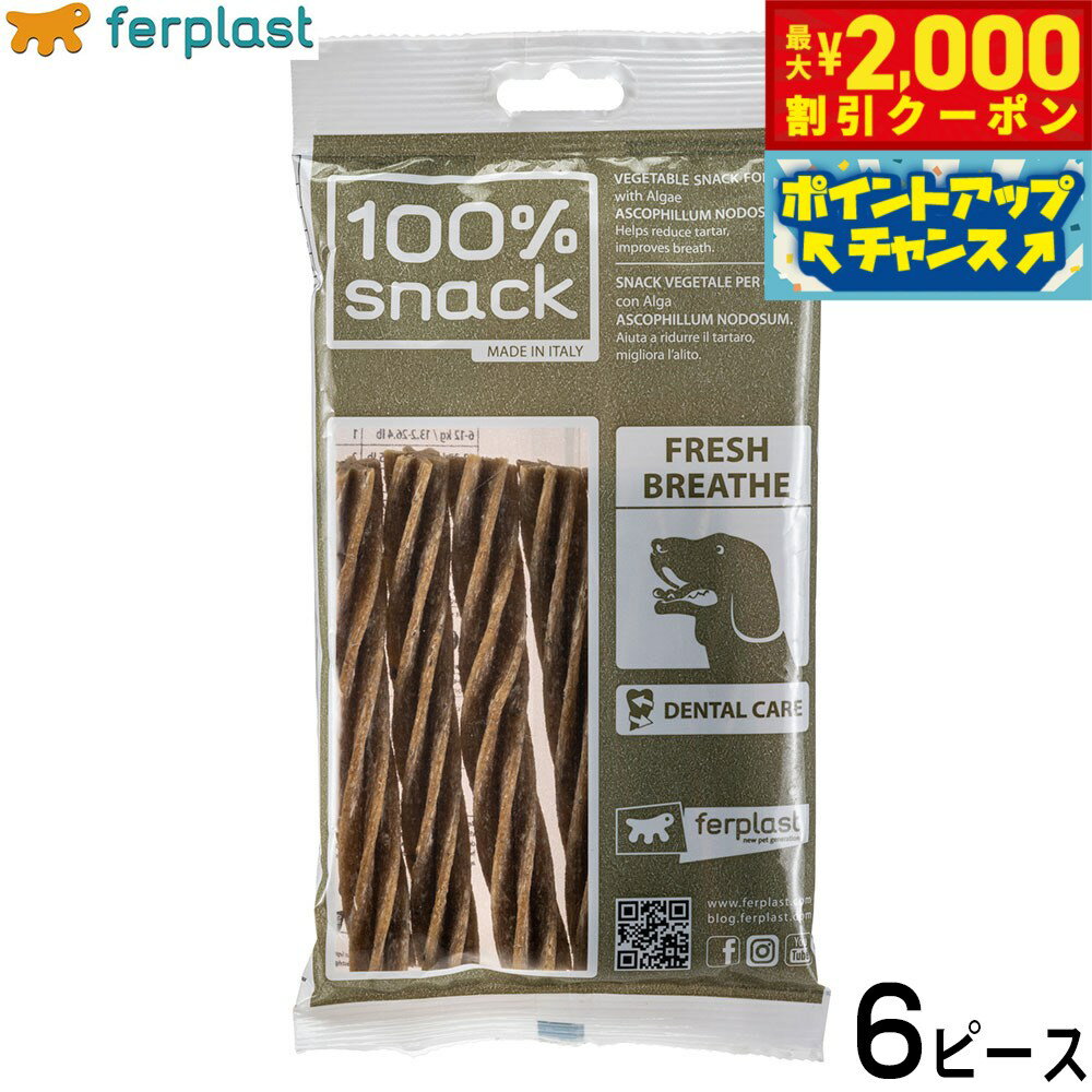 【最大2000円OFFクーポン！＆店内ポイント最大52倍！本日限定！】ファープラスト 犬用おやつ ベジタリアンデンタルスナック フジッリ アスコフィラン 6ピース デンタルガム デンタルケア 歯磨きガム