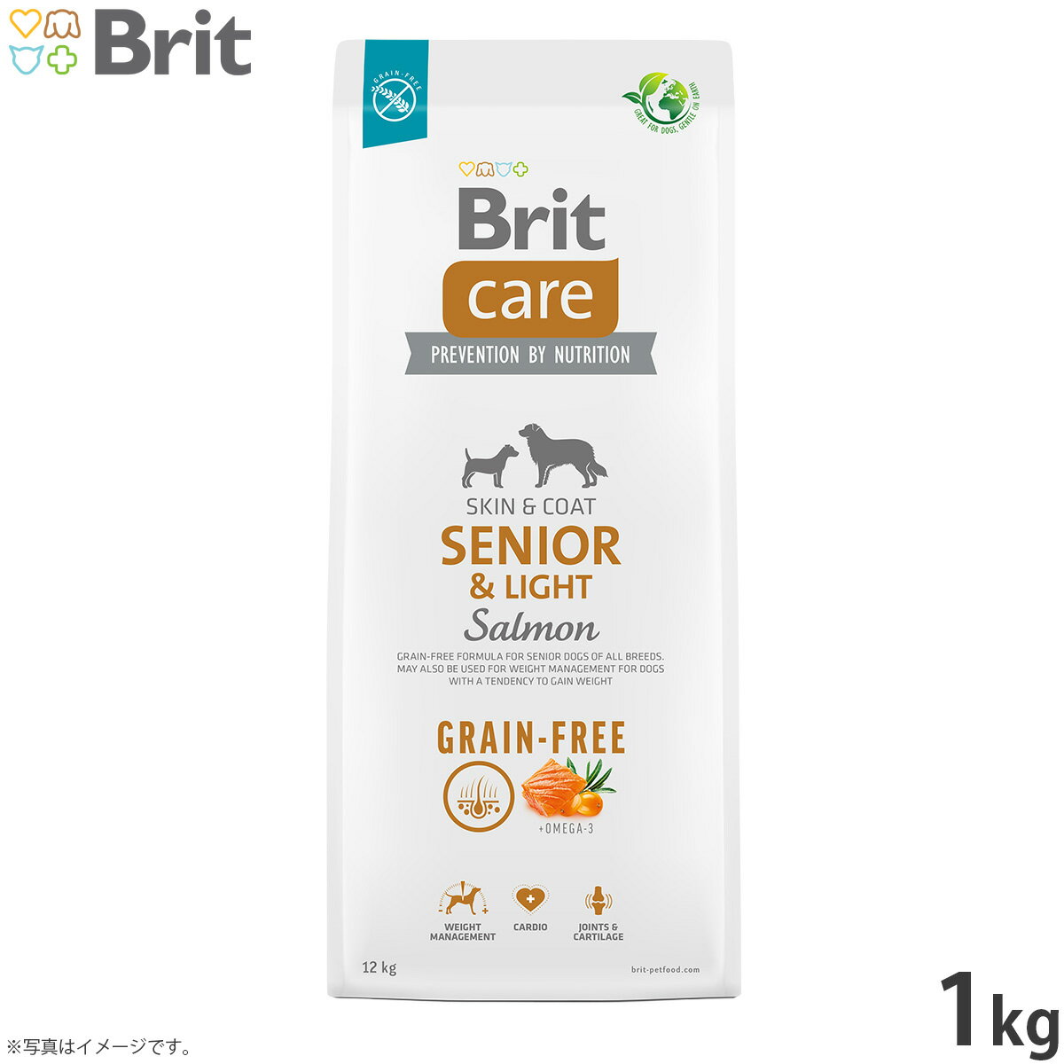 ブリットケア Brit Care ドッグフード グレインフリー シニア＆ライト 1kg 成犬用 穀物不使用 無添加 neel-dog-10004683 ドッグニール パッケージ画像