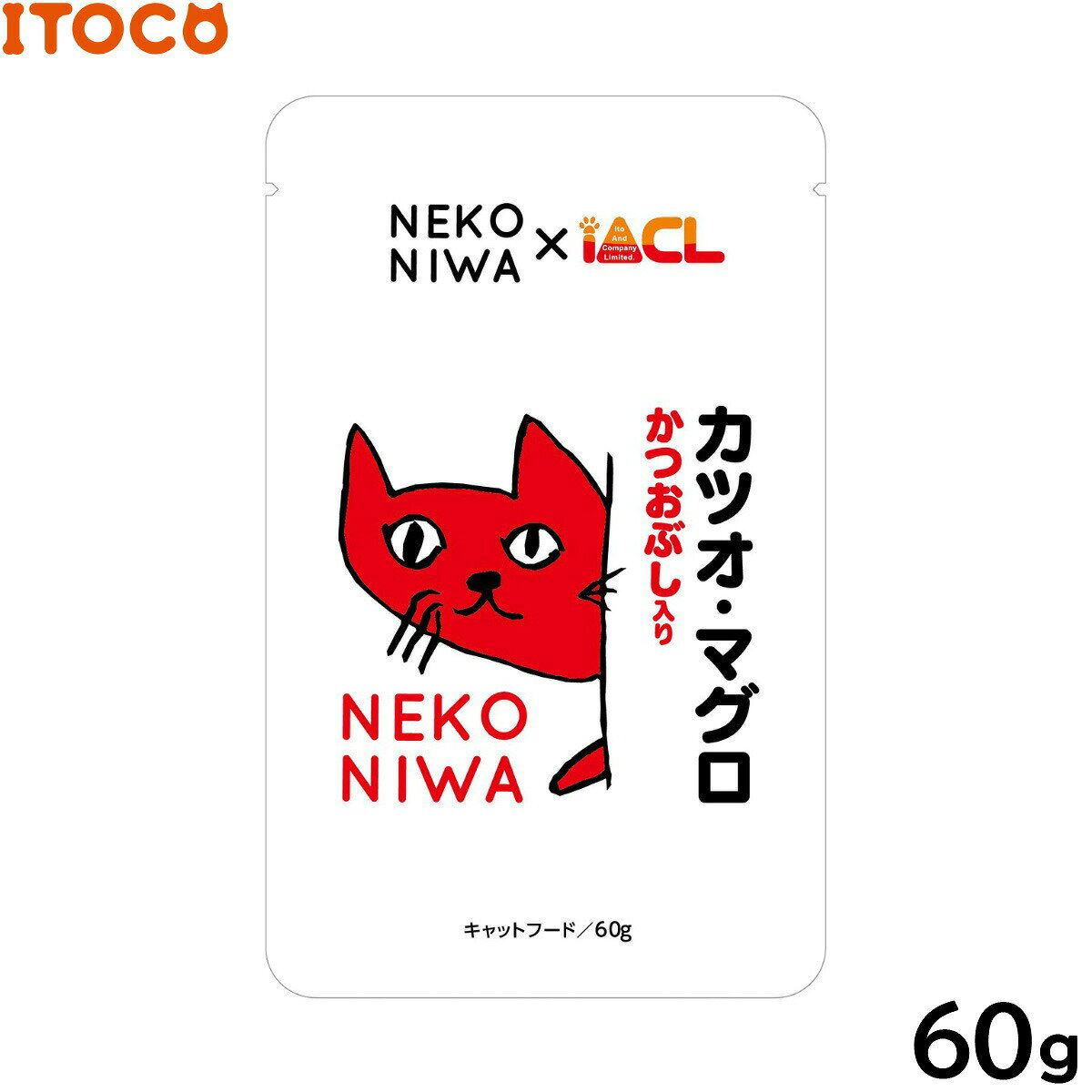 乐天商城 - 【店内ポイント最大54倍！本日限定！】NEKONIWA キャットフードパウチ カツオ マグロ かつおぶし入り 60g